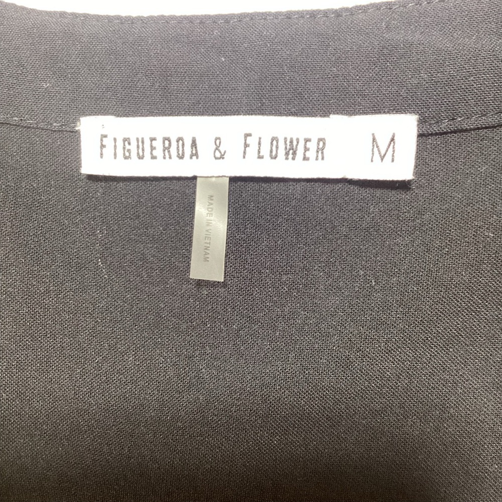 Woman’s Black Blouse with Gold Embroidery 3/4 Sleeves - Picture 9 of 13